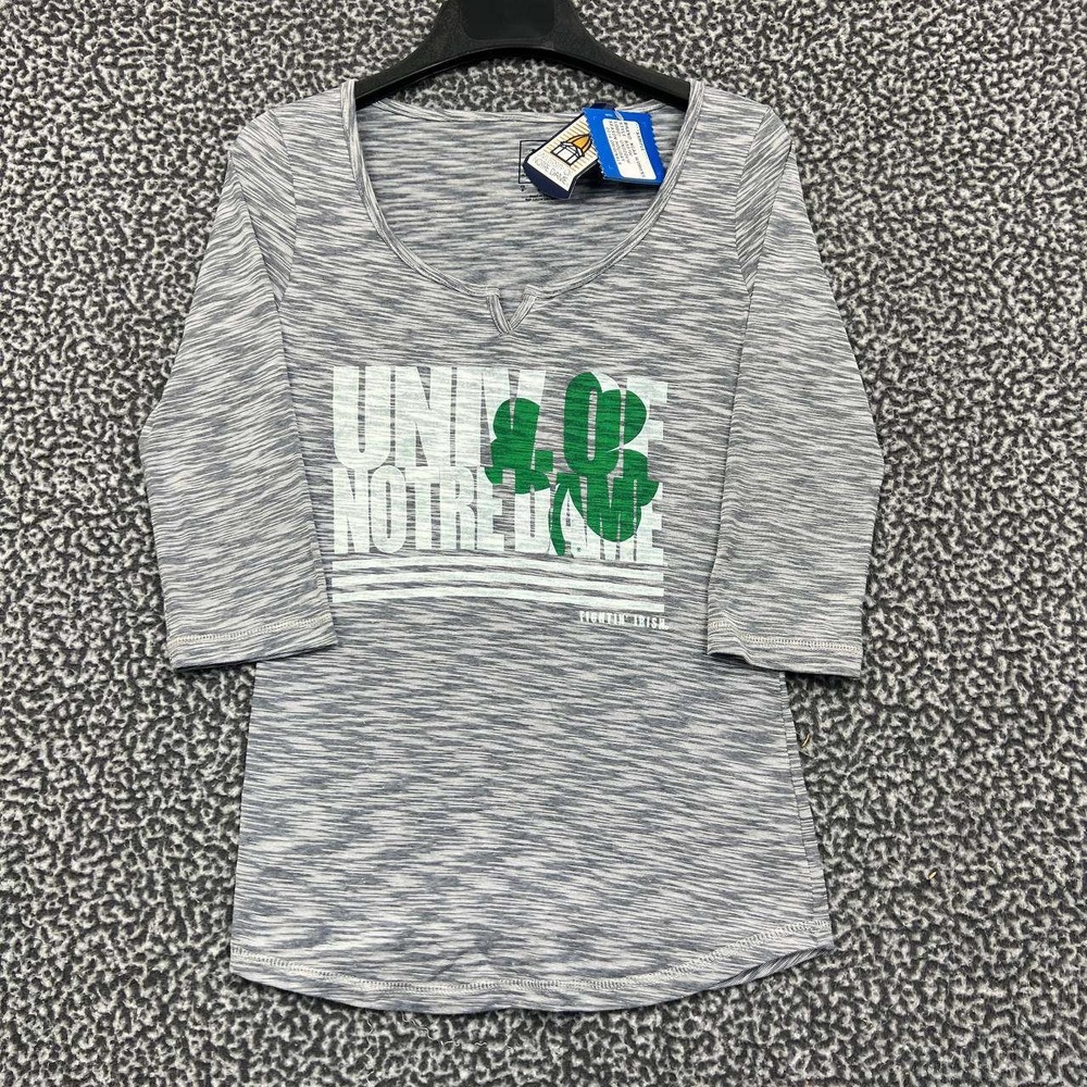 Notre Dame Fighting Irish Shirt Women‎ Small Gray Adidas 3/4 Sleeve New S